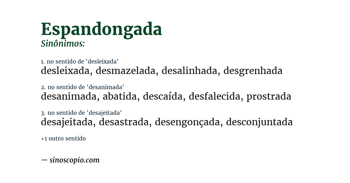 Sinônimo de espandongada