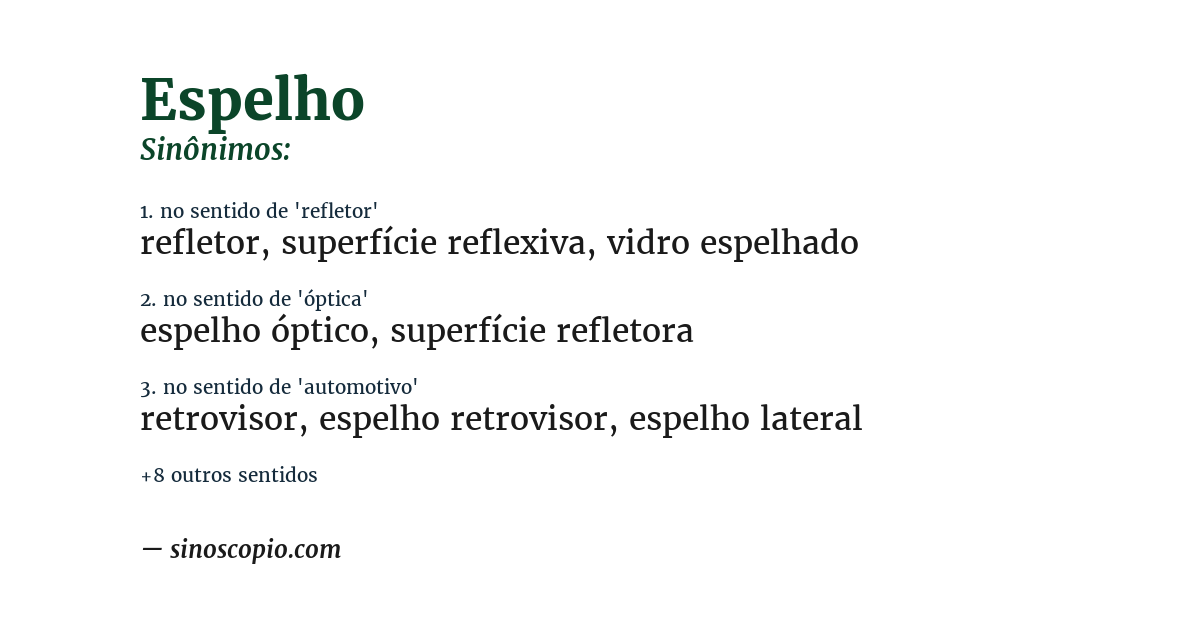 Sinônimo de espelho