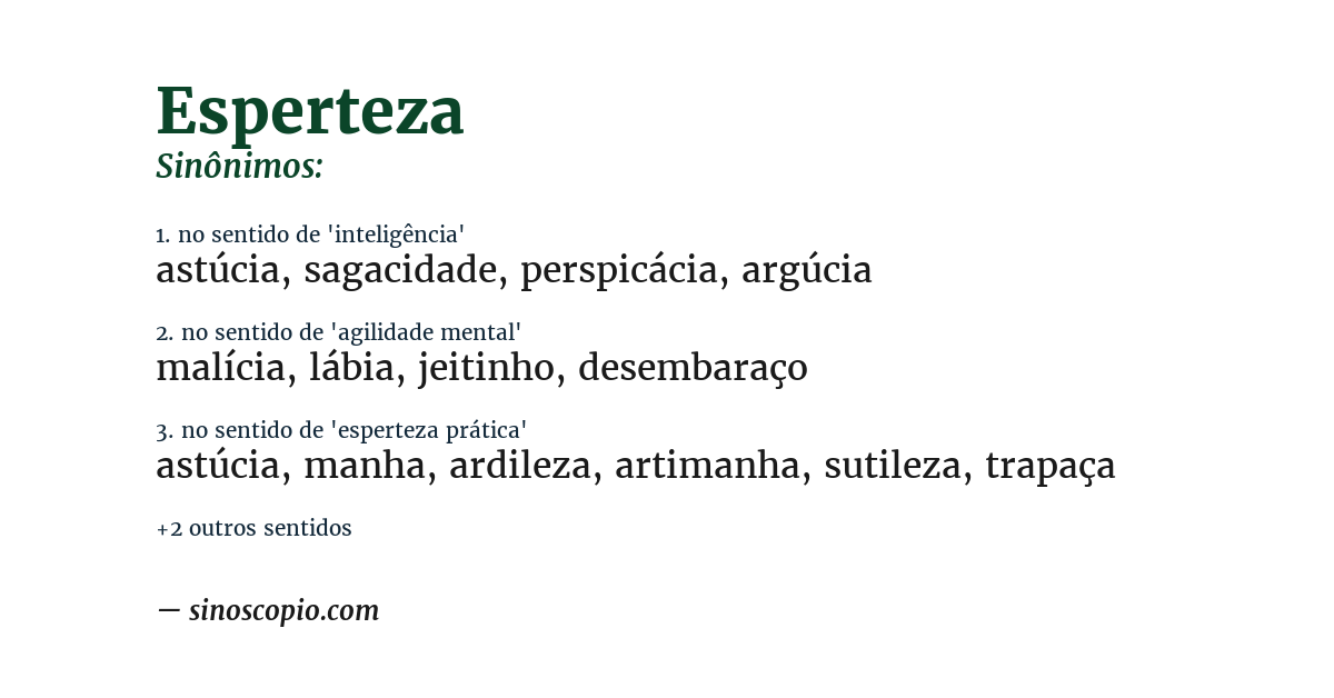 Sinônimo de esperteza
