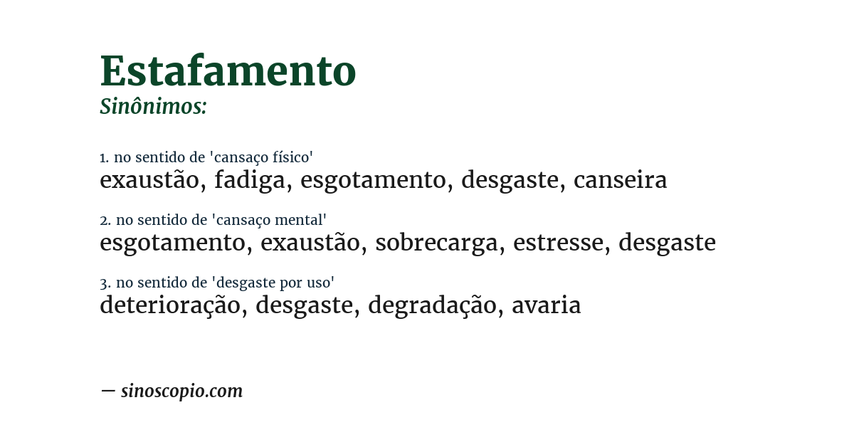 Sinônimo de estafamento