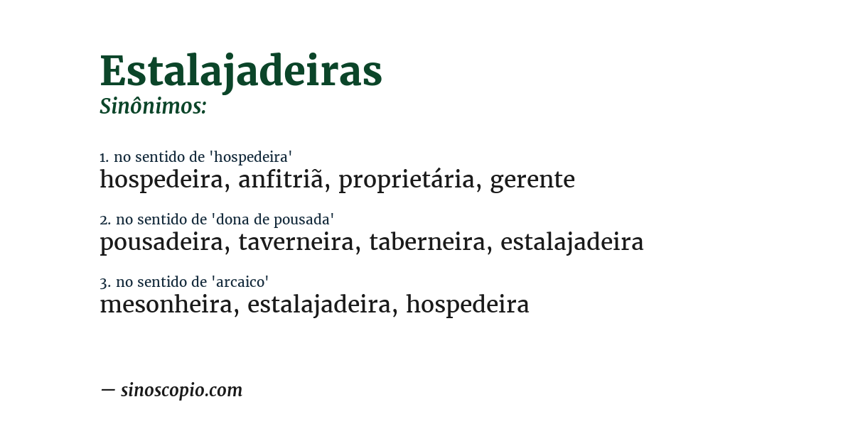 Sinônimo de estalajadeiras