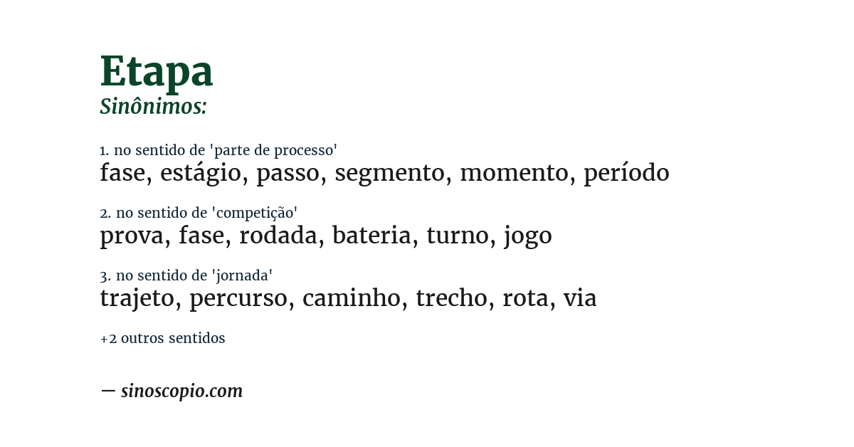Sinônimo de etapa
