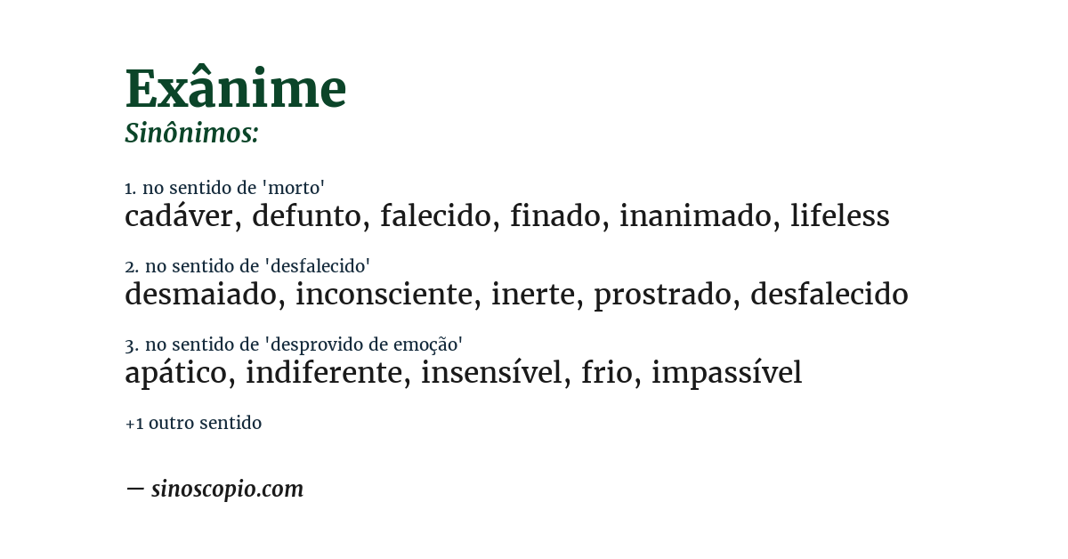 Sinônimo de exânime