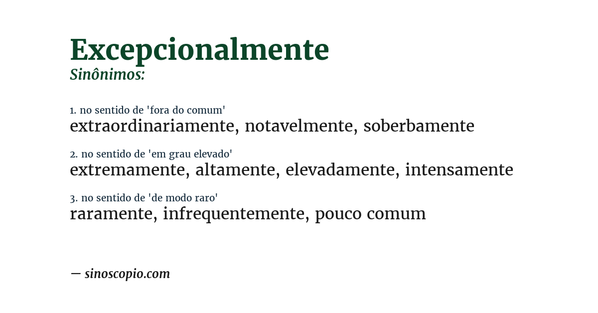 Sinônimo de excepcionalmente