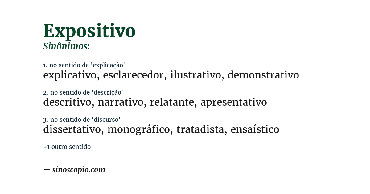 Sinônimo de expositivo