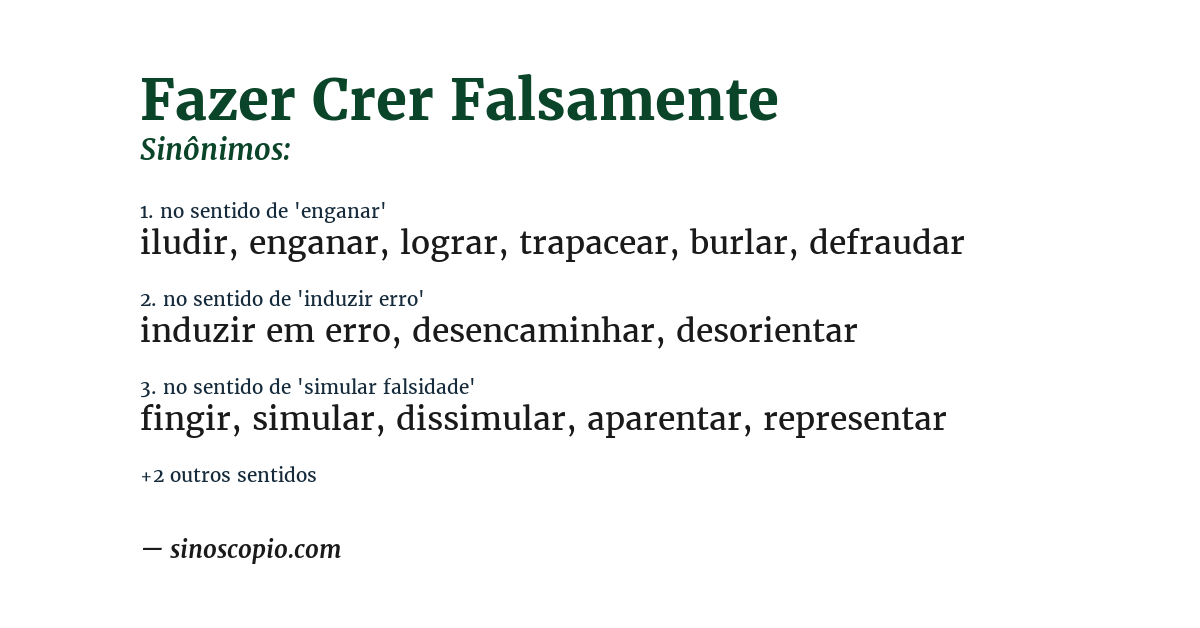 Sinônimo de fazer crer falsamente