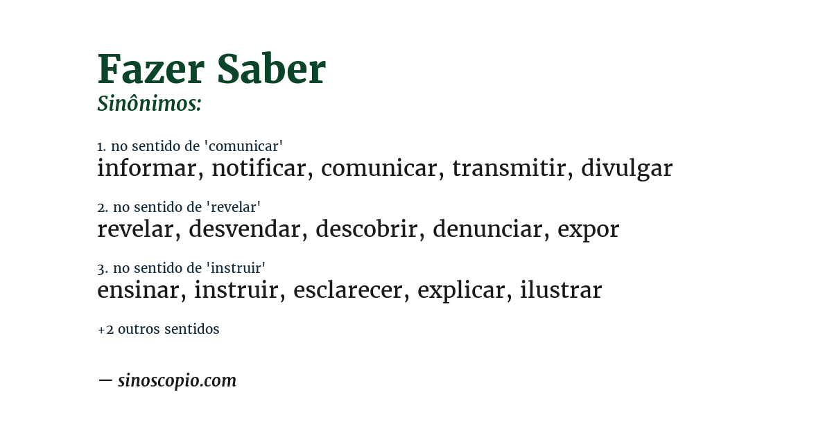 Sinônimo de fazer saber