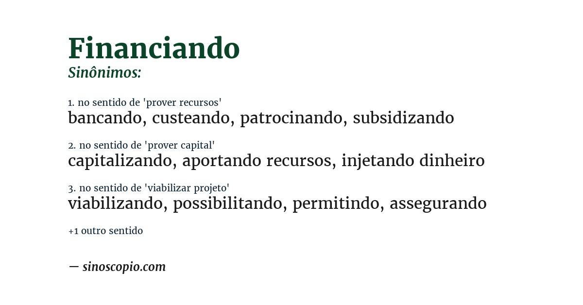 Sinônimo de financiando
