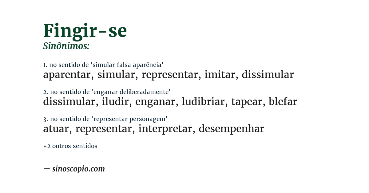 Sinônimo de fingir-se