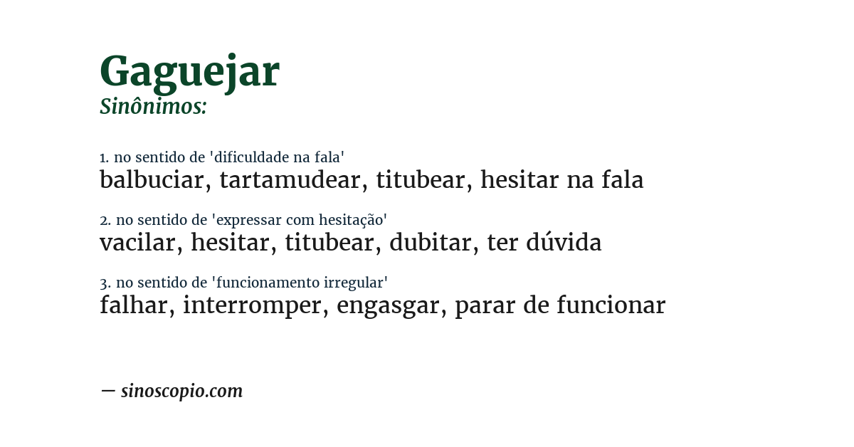 Sinônimo de gaguejar