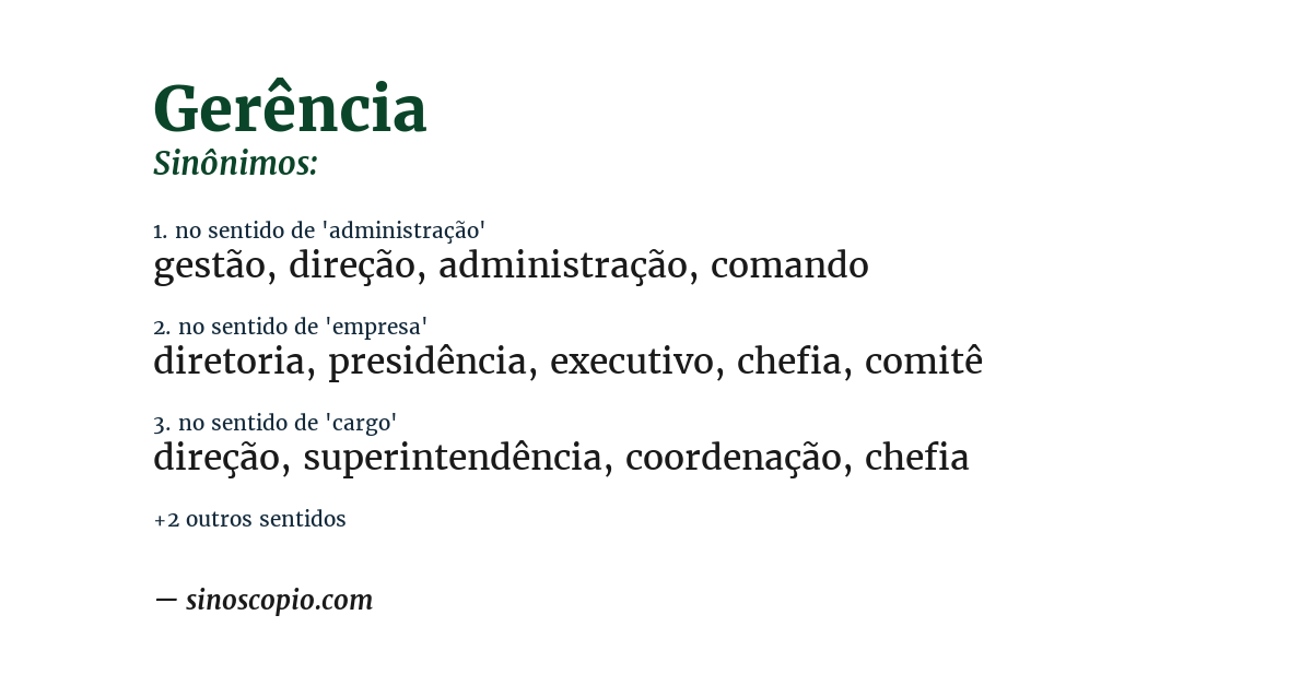 Sinônimo de gerência