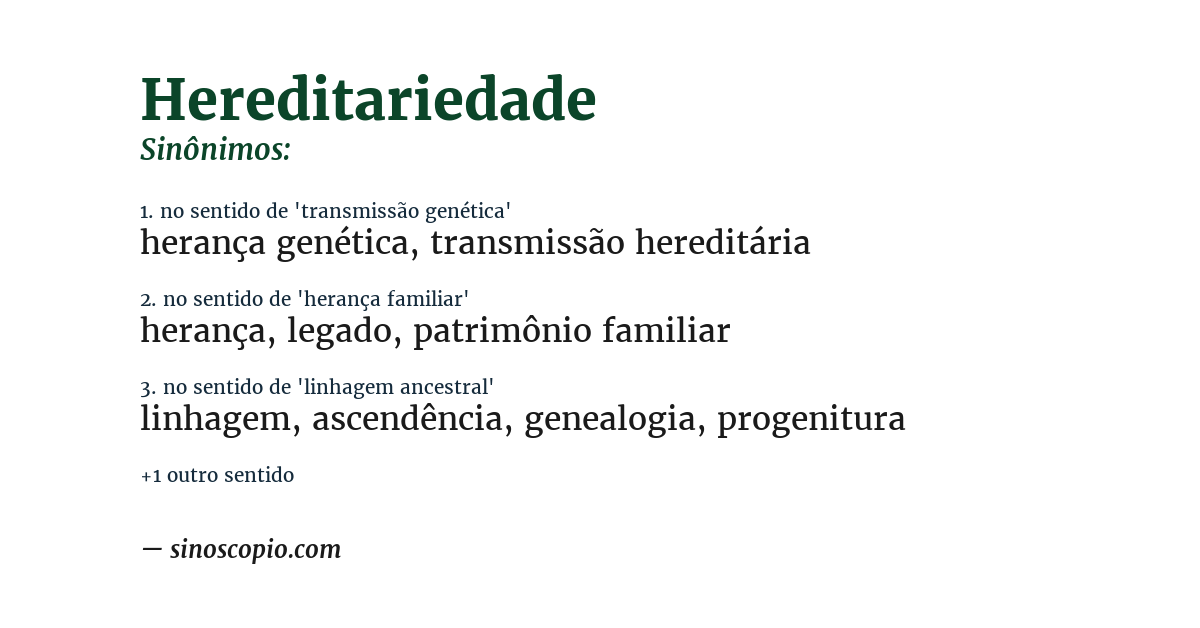 Sinônimo de hereditariedade