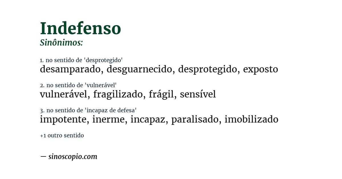 Sinônimo de indefenso