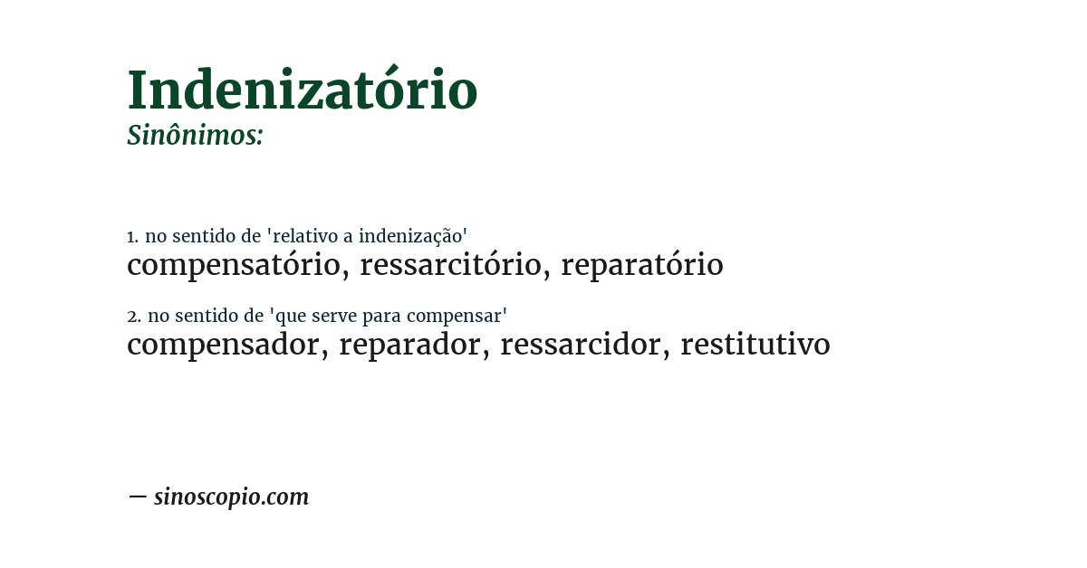 Sinônimo de indenizatório