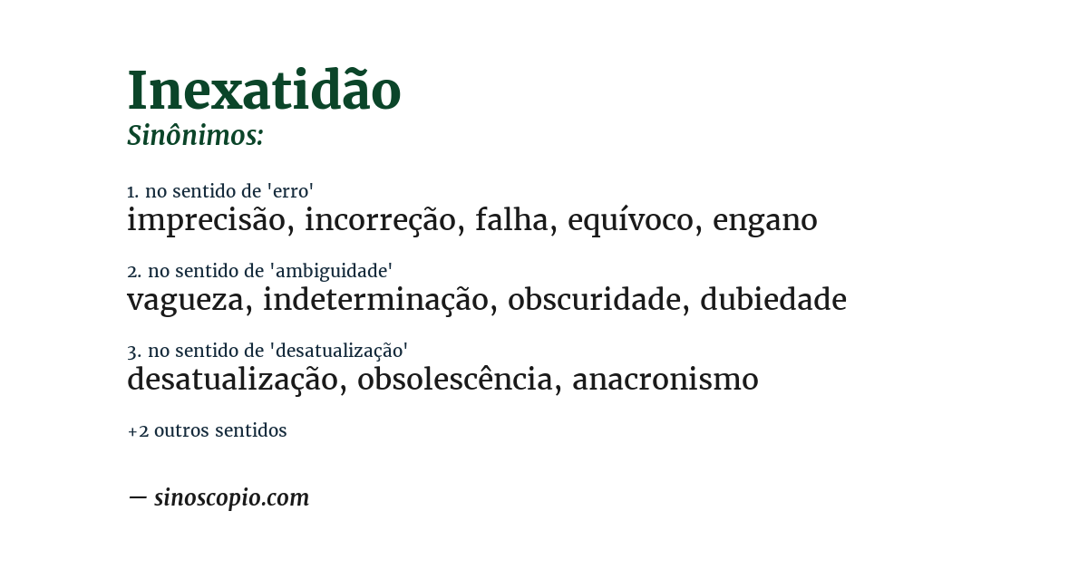 Sinônimo de inexatidão