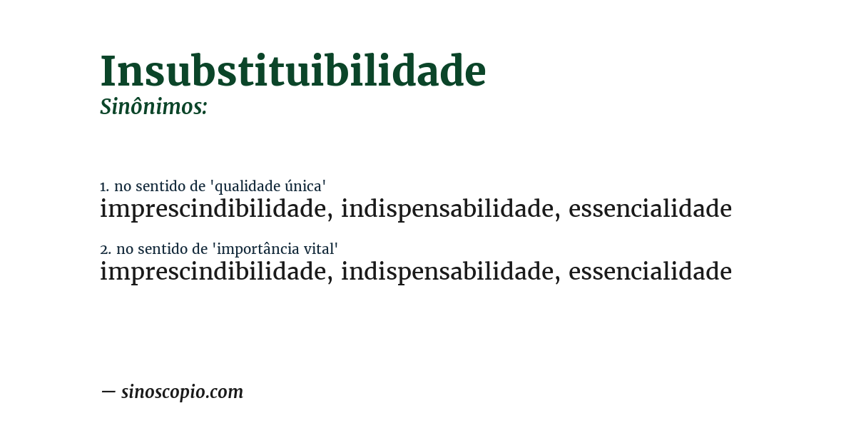 Sinônimo de insubstituibilidade