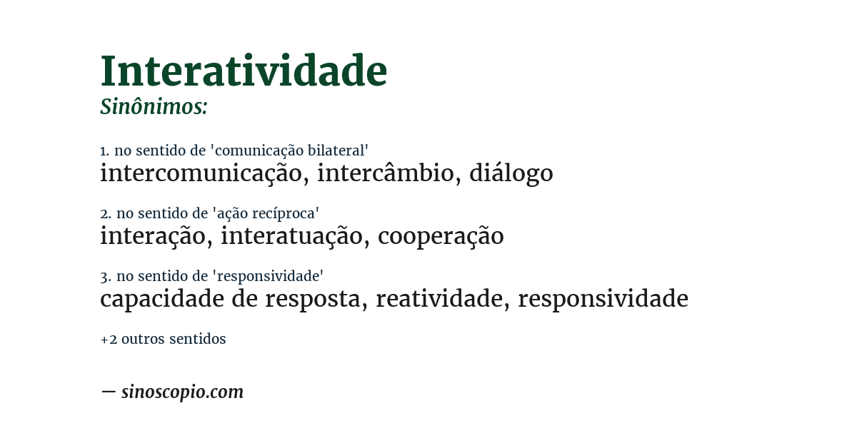 Sinônimo de interatividade