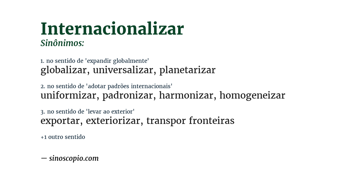 Sinônimo de internacionalizar