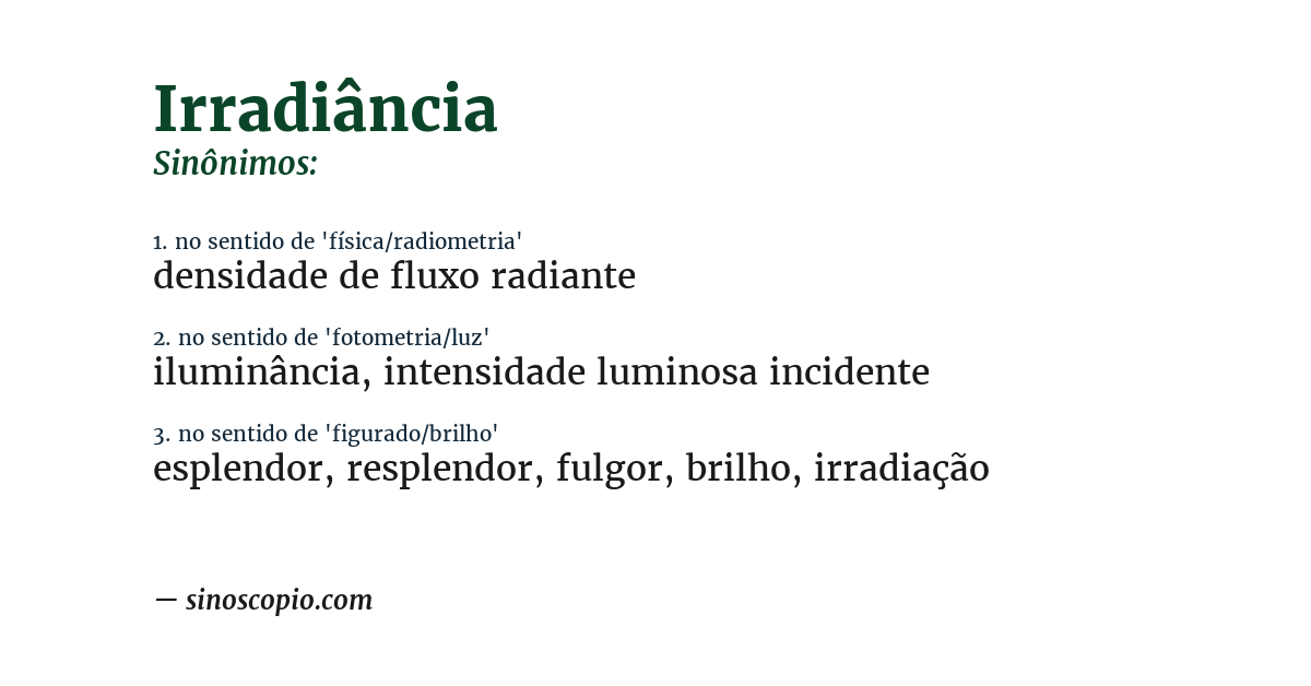 Sinônimo de irradiância