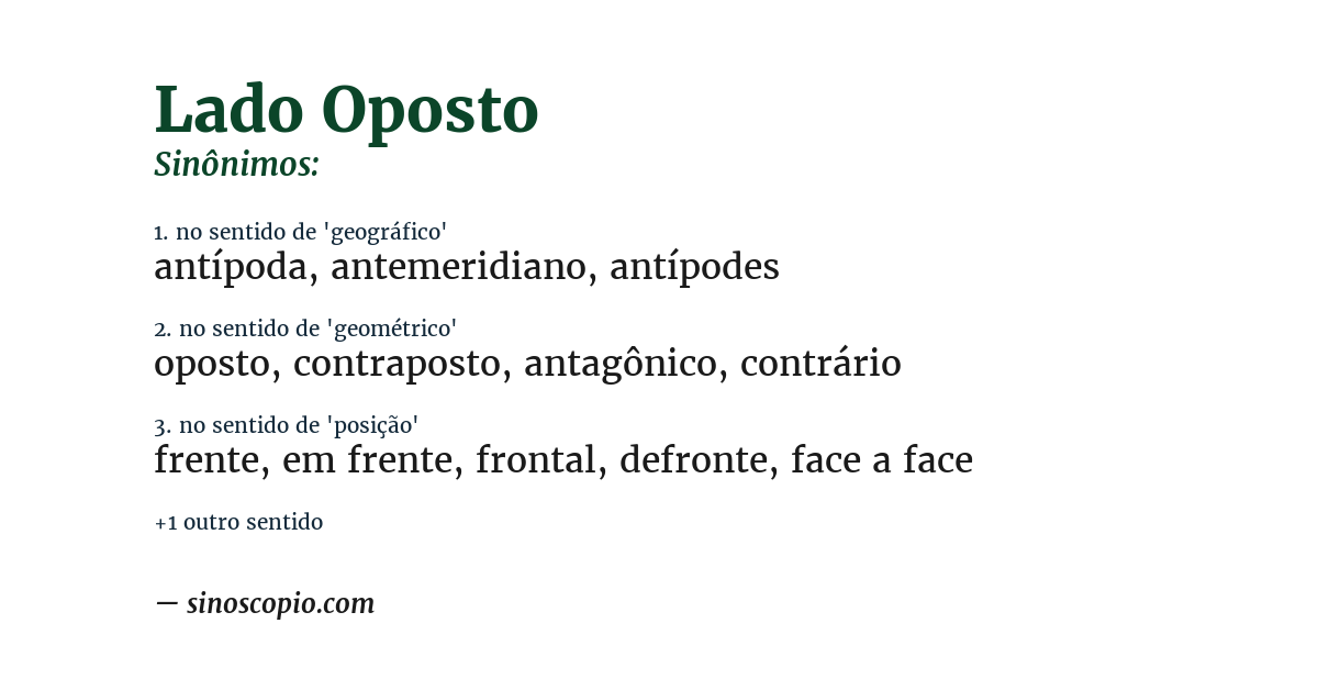 Sinônimo de lado oposto