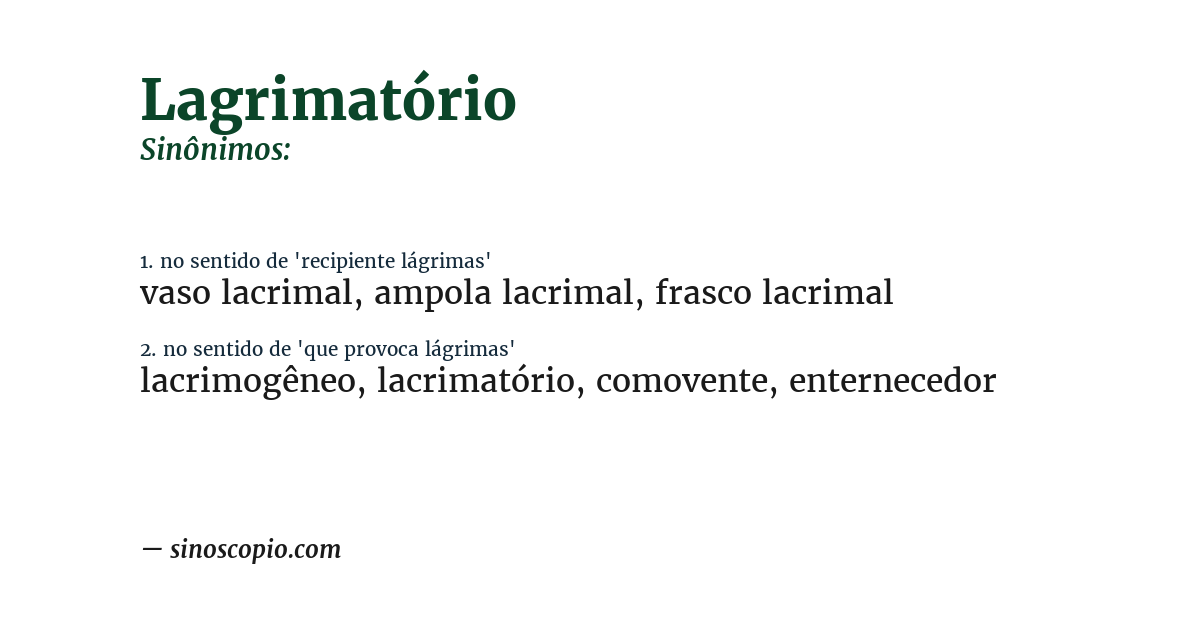 Sinônimo de lagrimatório