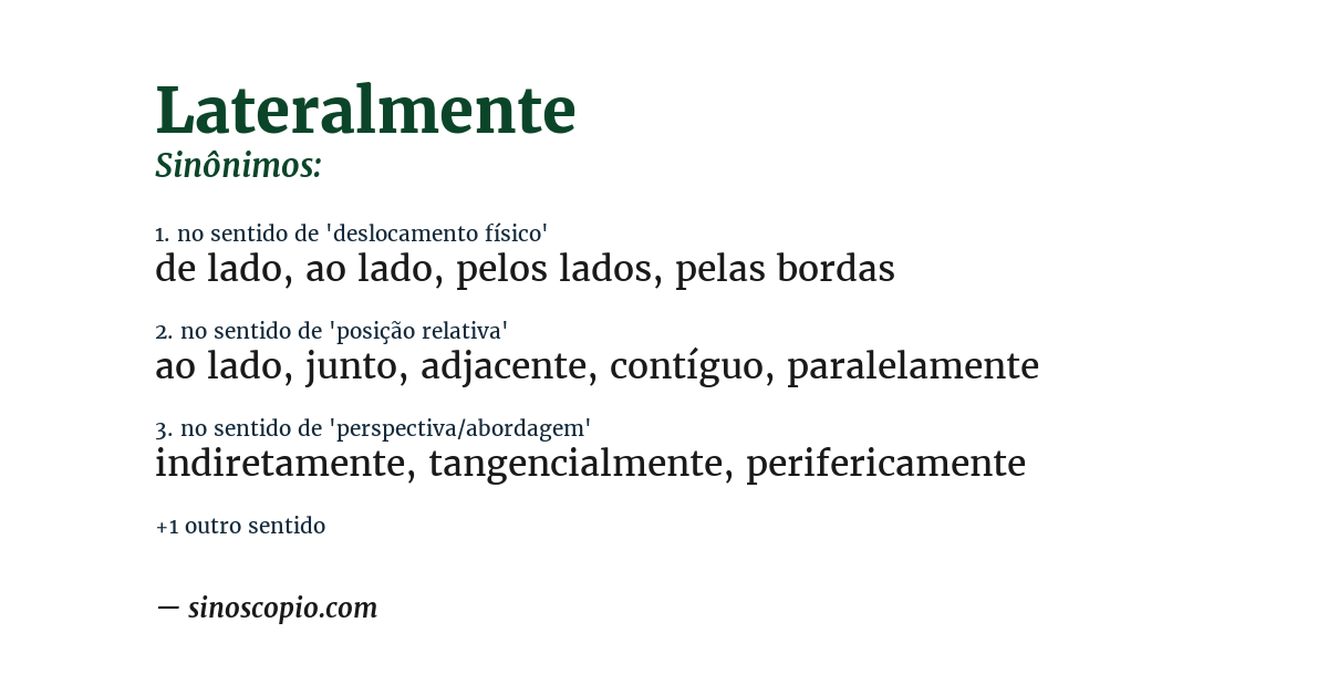 Sinônimo de lateralmente