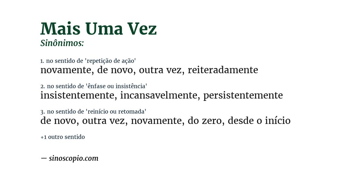 Sinônimo de mais uma vez