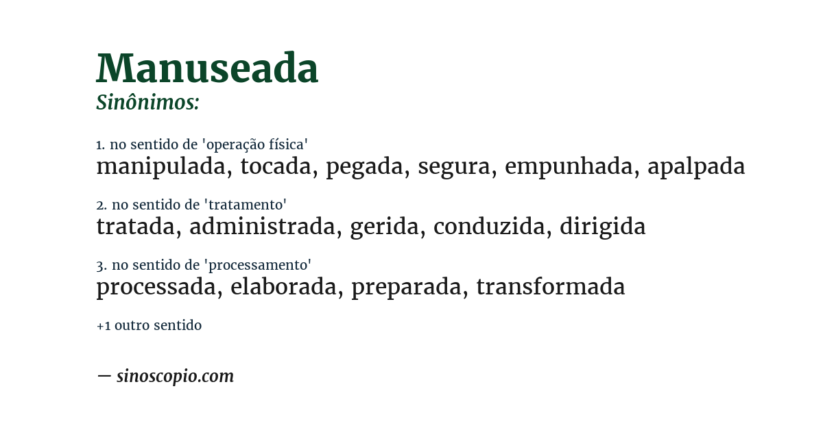 Sinônimo de manuseada