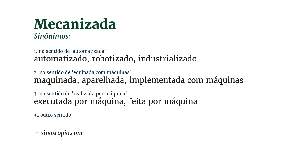 Sinônimo de mecanizada