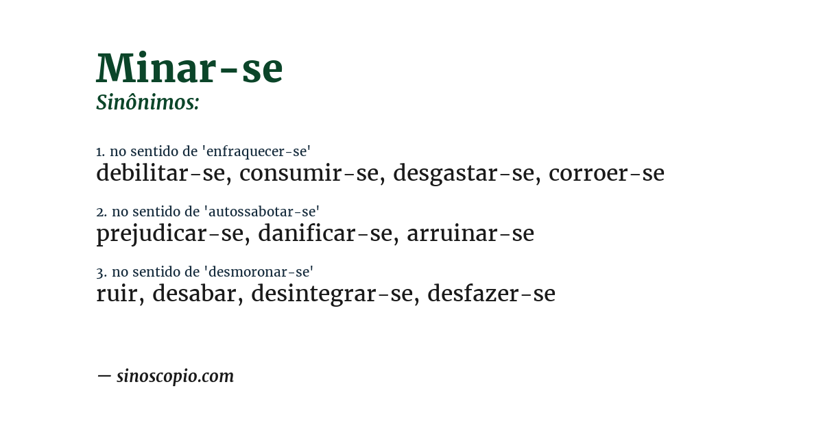 Sinônimo de minar-se