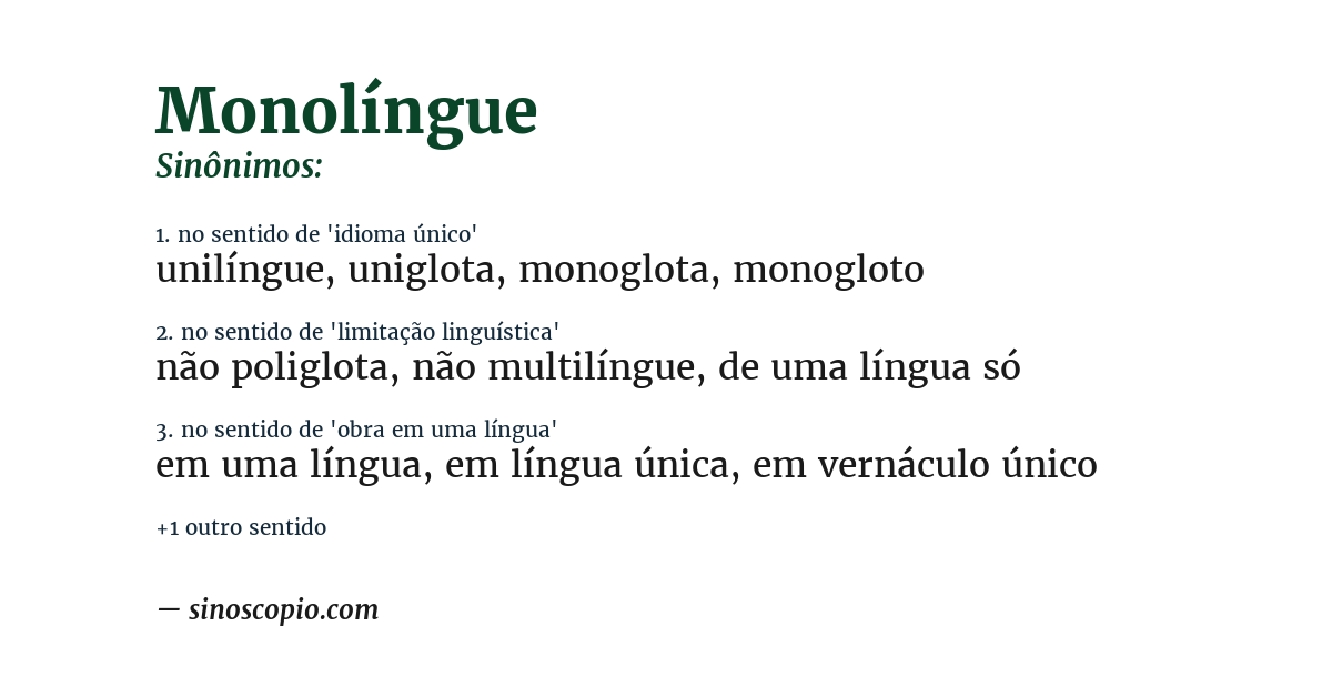 Sinônimo de monolíngue