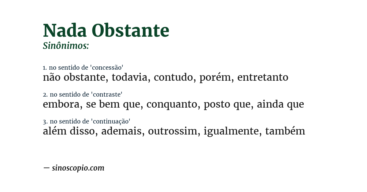 Sinônimo de nada obstante