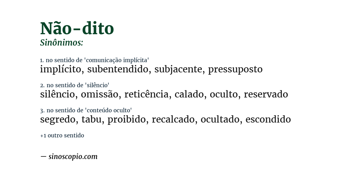 Sinônimo de não-dito