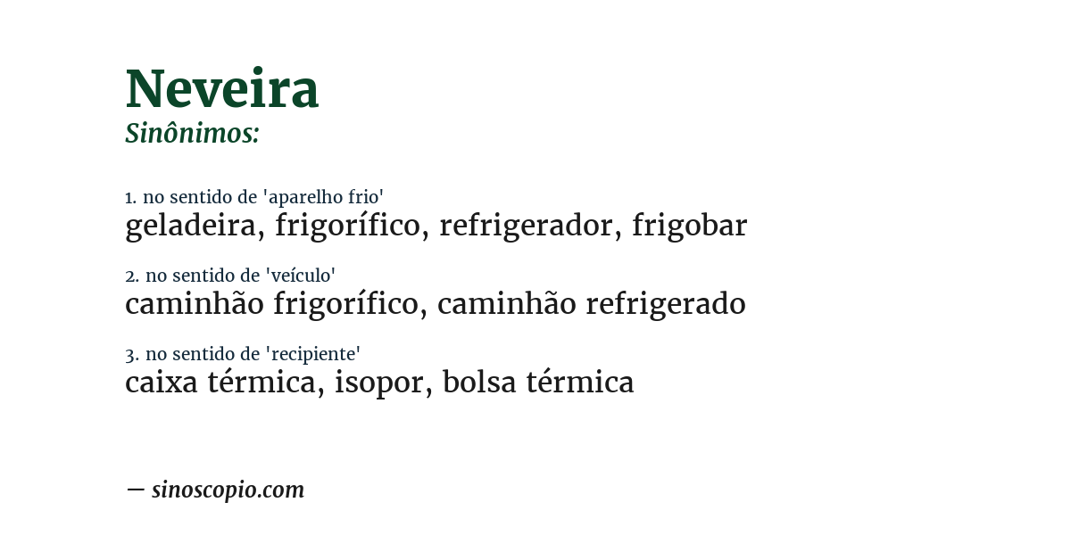 Sinônimo de neveira