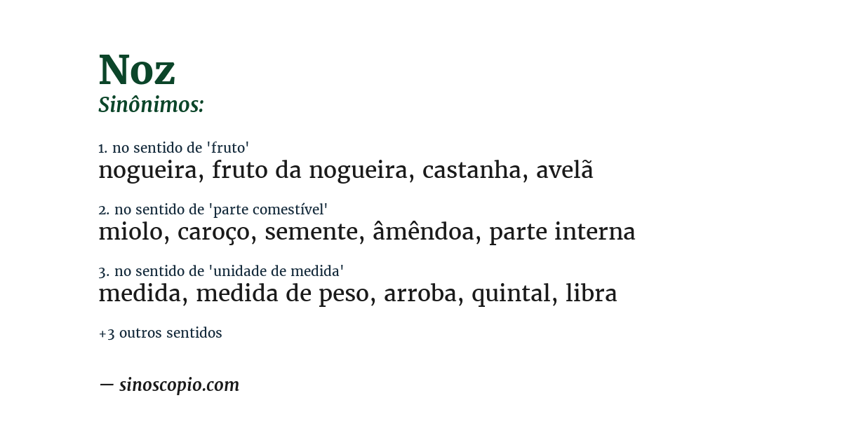 Sinônimo de noz