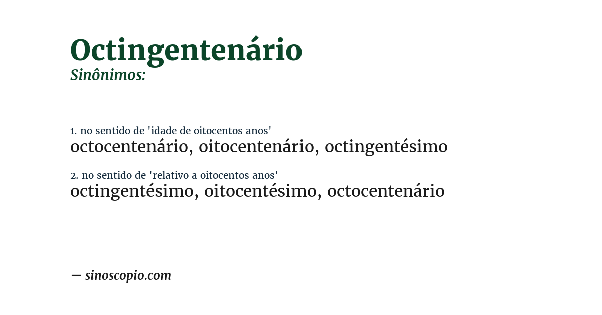 Sinônimo de octingentenário