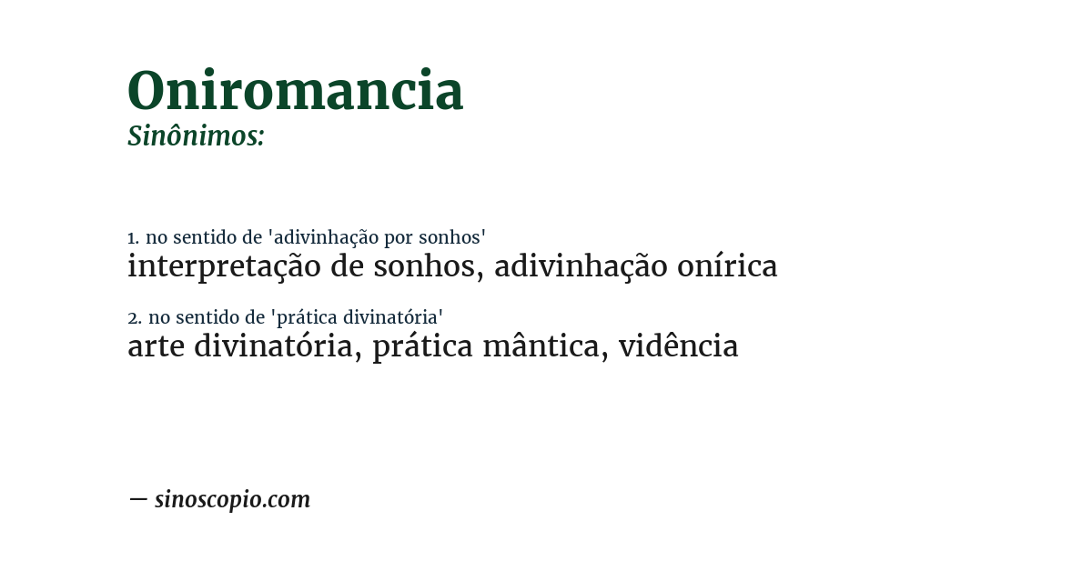 Sinônimo de oniromancia