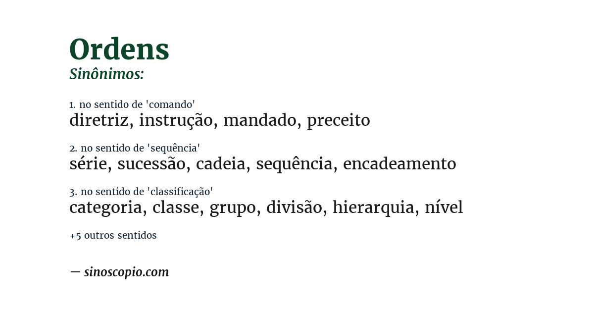 Sinônimo de ordens