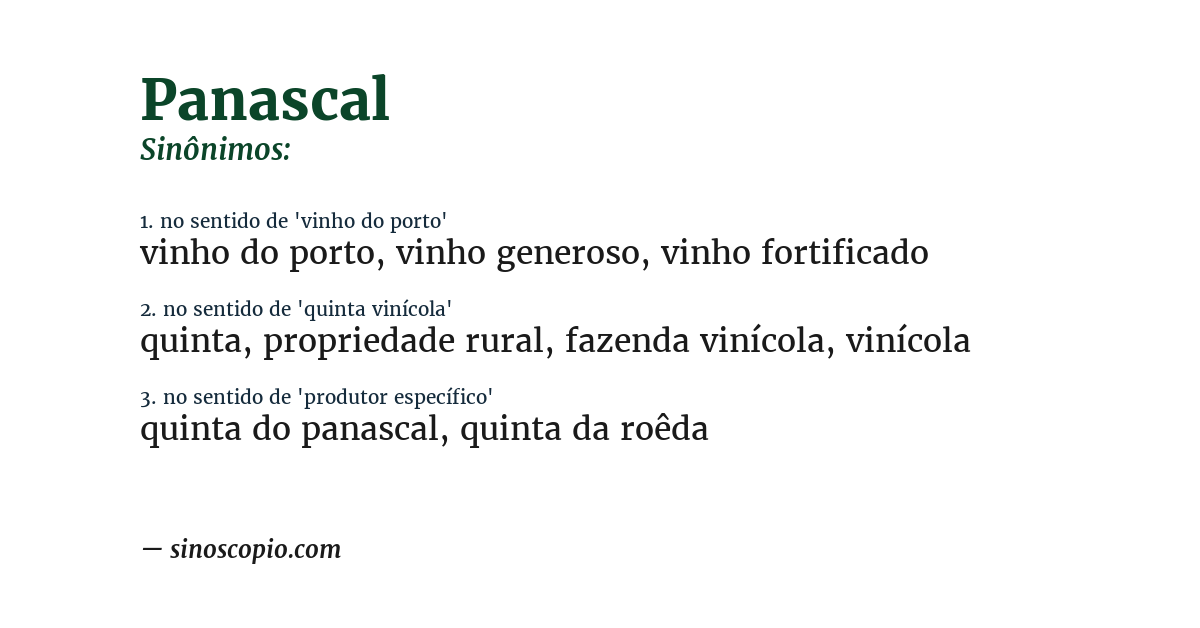 Sinônimo de panascal