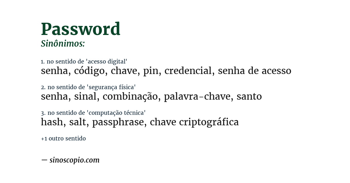 Sinônimo de password