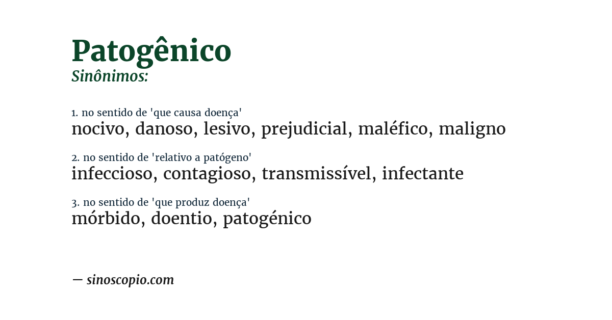 Sinônimo de patogênico