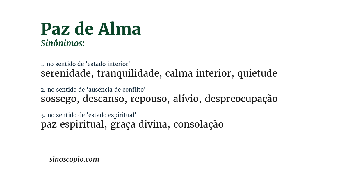 Sinônimo de paz de alma