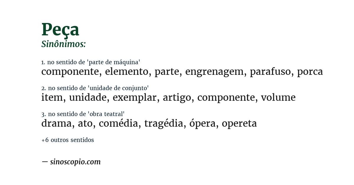 Sinônimo de peça