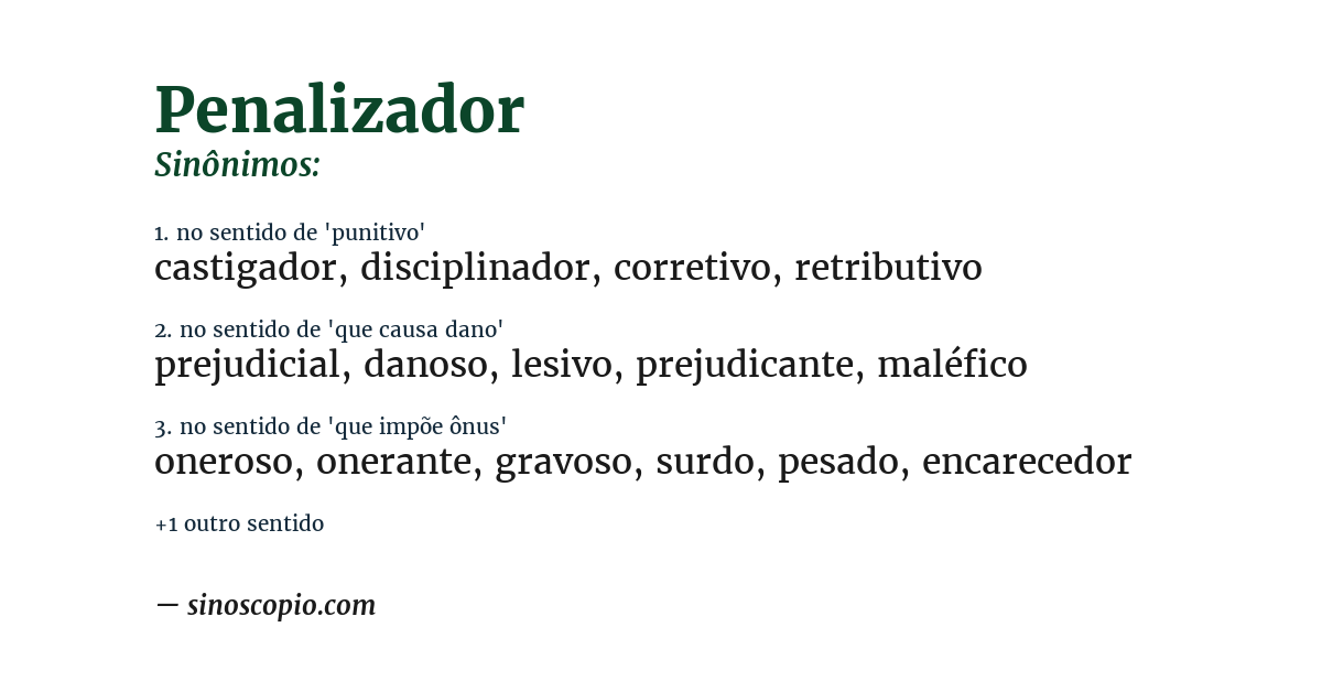 Sinônimo de penalizador