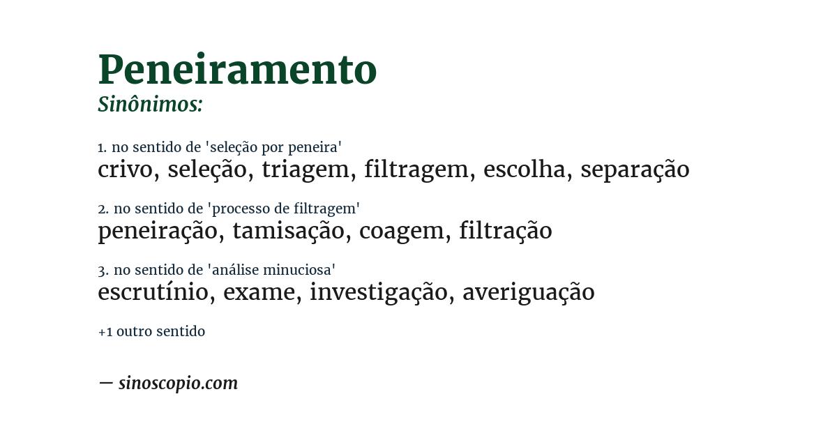 Sinônimo de peneiramento