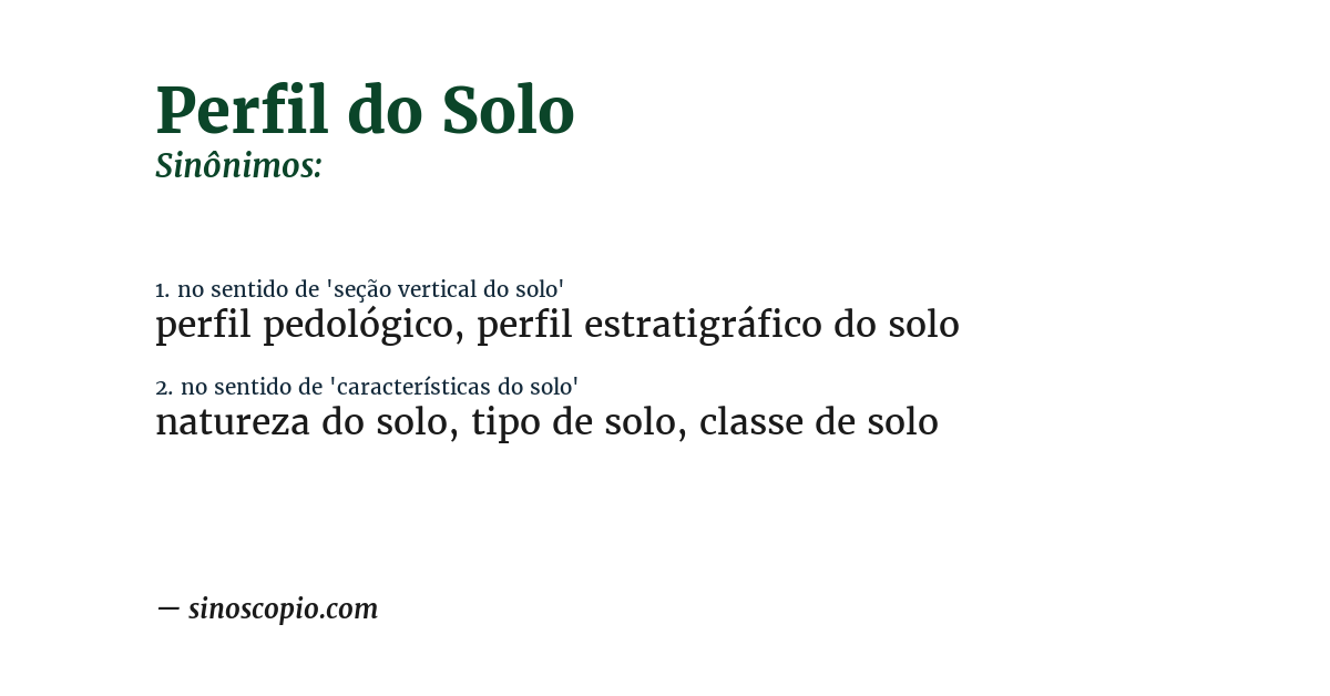 Sinônimo de perfil do solo