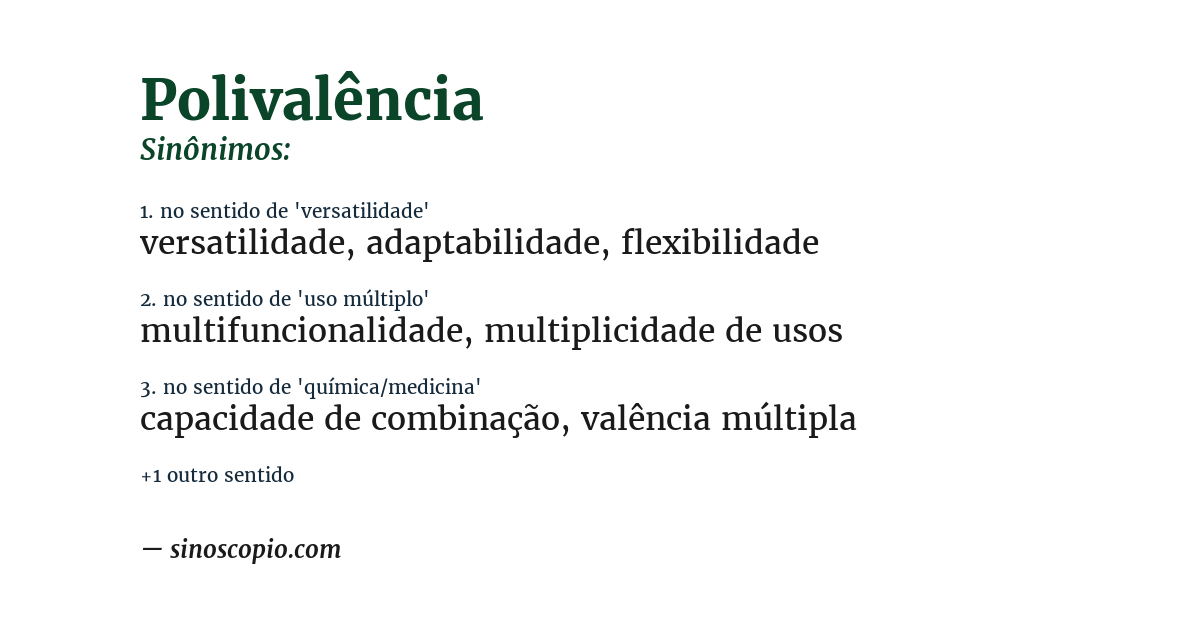 Sinônimo de polivalência