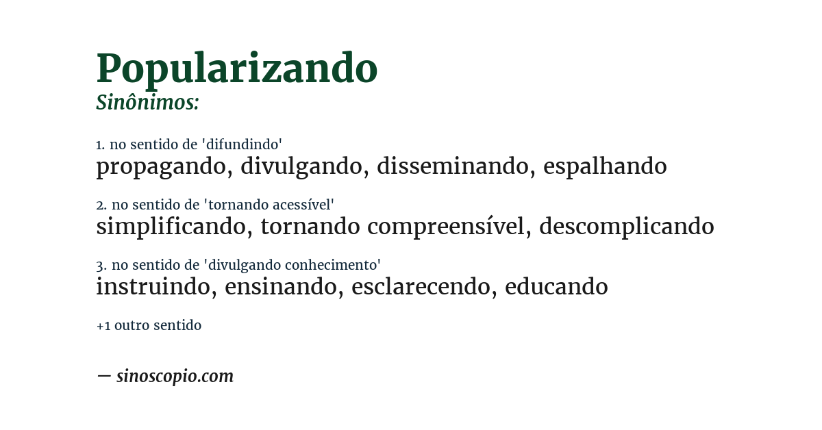 Sinônimo de popularizando