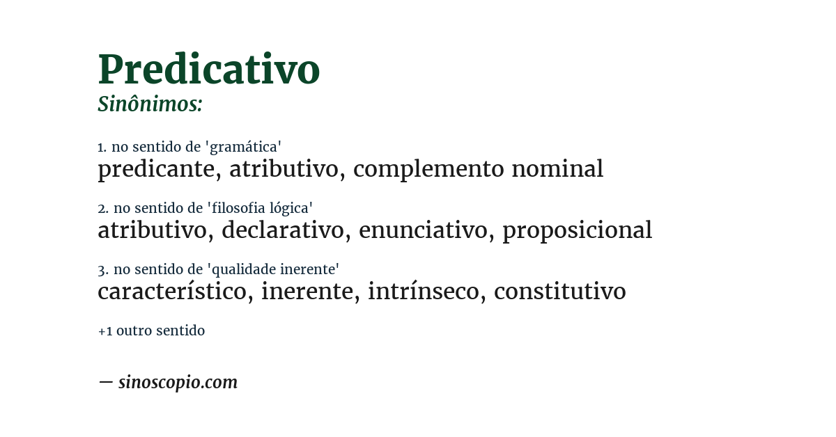 Sinônimo de predicativo
