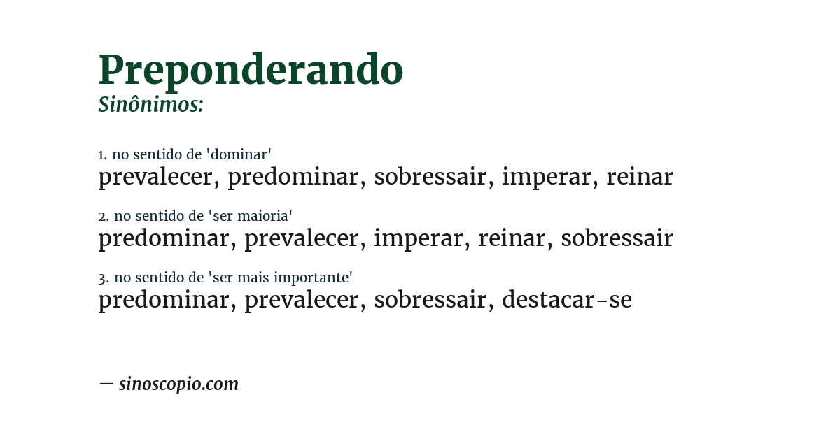 Sinônimo de preponderando
